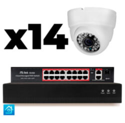 Комплект видеонаблюдения IP 5Мп  KIT-A514IP-PL 14 камер, программный датчик движения, удаленный доступ, ночное видение, умный коммутатор