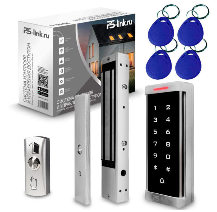 Система СКУД PS-Link KIT-T6MF-350 / эл. магнитный замок 350кг / кодовая панель / RFID Mifare