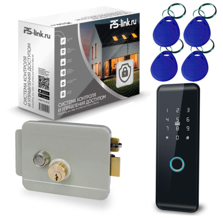Система СКУД Ps-Link KIT-H102-G / сканер отпечатков / эл. механический замок / RFID, WIFI