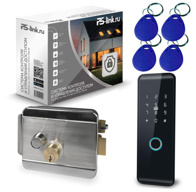 Система СКУД Ps-Link KIT-H102-SSM / сканер отпечатков / эл. механический замок / RFID, WIFI