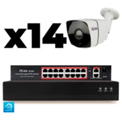 Комплект видеонаблюдения IP 8Мп  KIT-C814IP-PL 14 камер для улицы, программный датчик движения, удаленный доступ, ночное видение, умный коммутатор