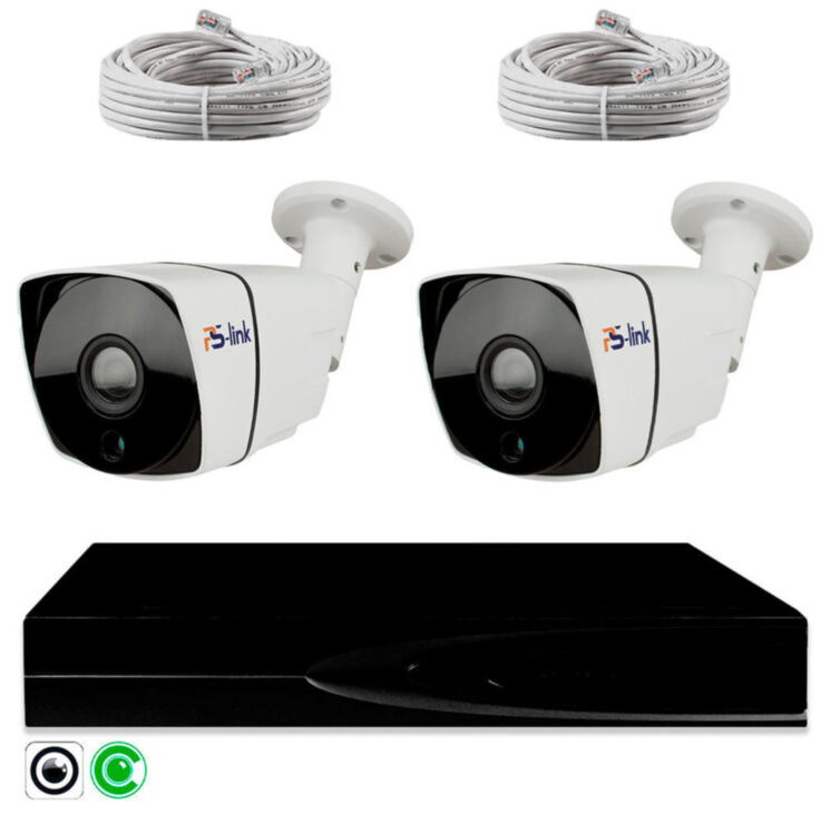 Комплект видеонаблюдения IP 2Мп KIT-C202POE-YE облако IPEye, две уличные камеры