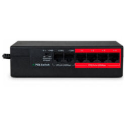 Коммутатор POE  PS-204G-E 4 PoE (802.3 af/at) 10/100Mbps порта + 2 Uplink порта для IP-видеонаблюдения, дальность передачи до 250 м