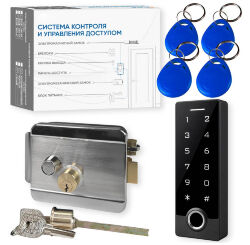 Комплект СКУД KIT-TF3EM-WP-W-SS эл. механический замок, RFID, WIFI, отпечаток, защита IP66