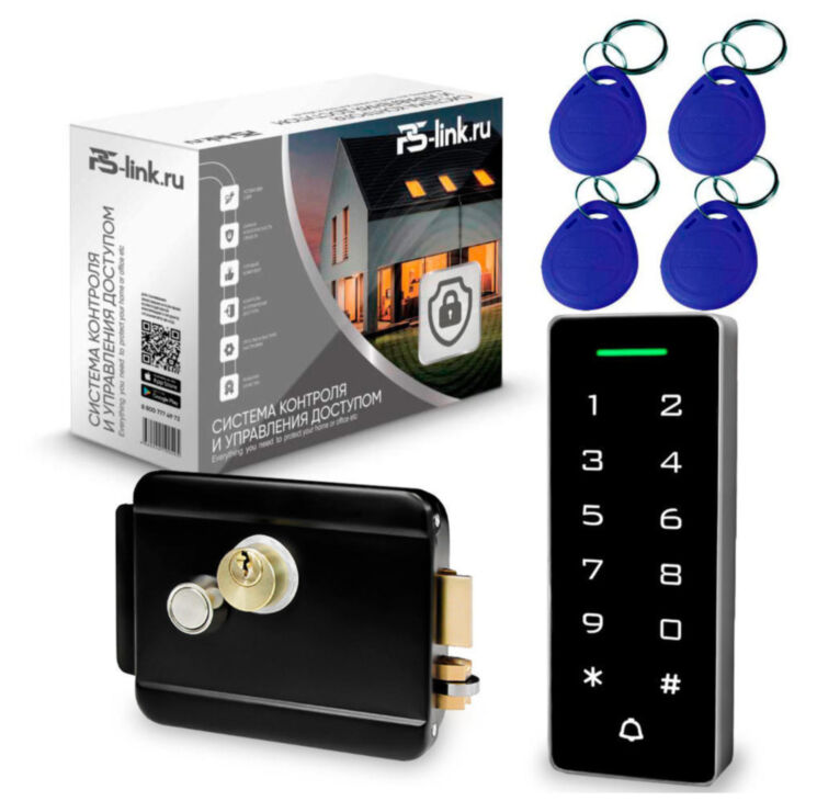 Система СКУД PS-Link KIT-T1202EM-WP-W-B / эл. механический замок / кодовая панель / RFID / WIFI