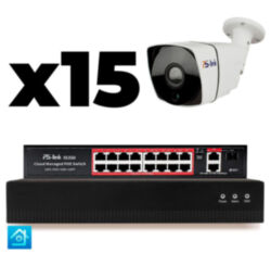 Комплект видеонаблюдения IP 8Мп  KIT-C815IP-PL 15 камер для улицы, программный датчик движения, удаленный доступ, ночное видение, умный коммутатор